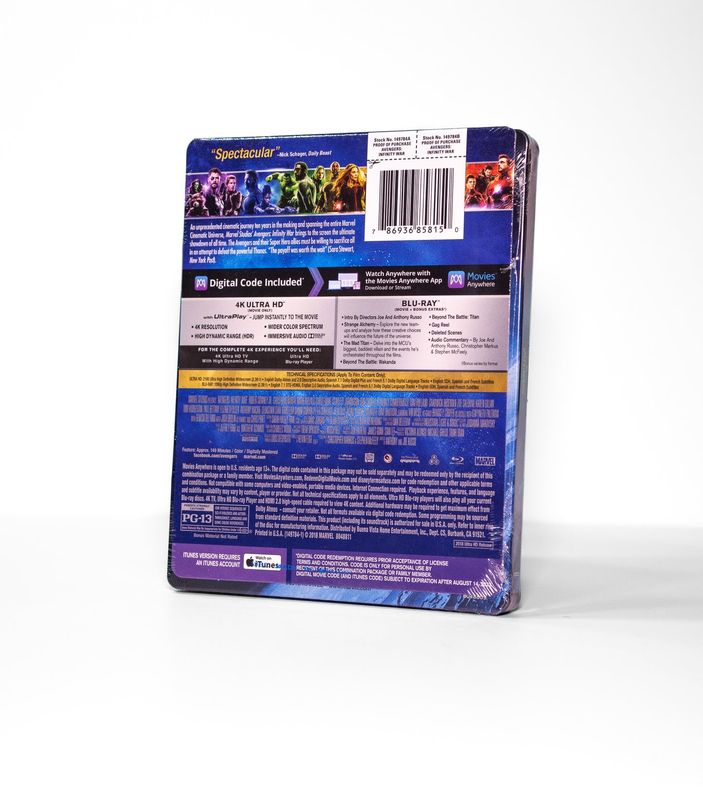 Avengers: Infinity War Steelbook (4K+Blu-Ray)